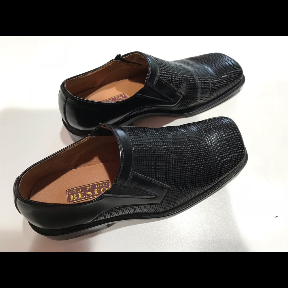 🍏Men’s Black Leather Dressy Shoes, 44/10.5
